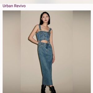Urban Revivo Women's Blue Denim Overalls